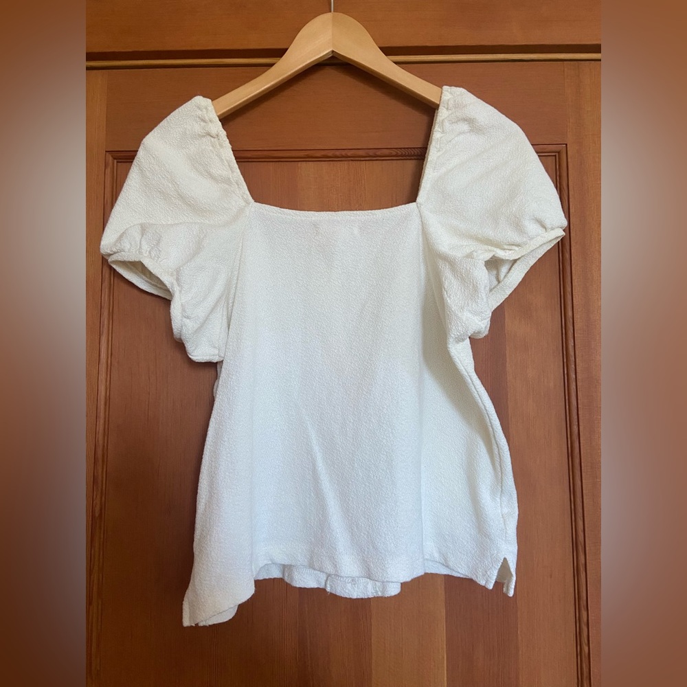 Madewell Jacquard Square-Neck Puff-Sleeve Top - Picture 6 of 8